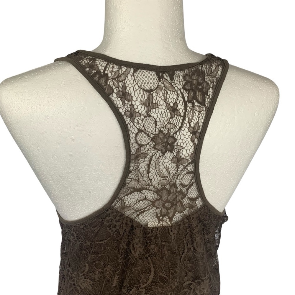 Express Camisole Lace New Year’s Eve Racer Back Tank Lined BlousonHem Y2K Taup S - Picture 7 of 12